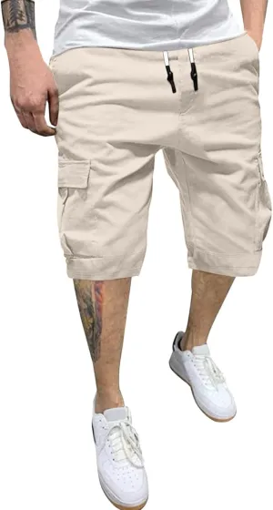 Men's Shorts Cargo Mens Cotton Men Casual Patriotic Elastic Waist for Summer Workwear Linen Big Tall Wear