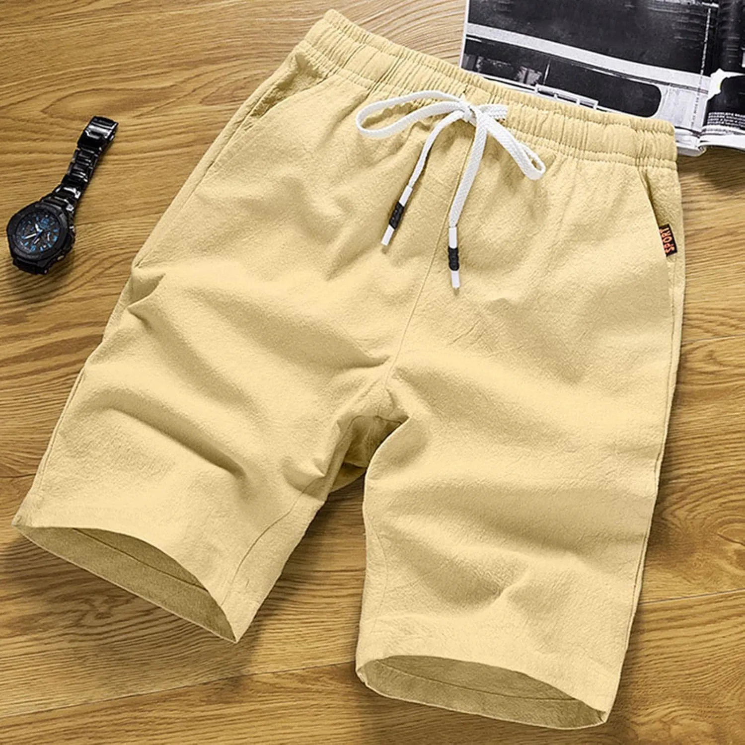 Mens Shorts Cargo SweatShorts Men Jean Graphic Elastic Waist for Dress Casual Oversized Long Linen White Summer