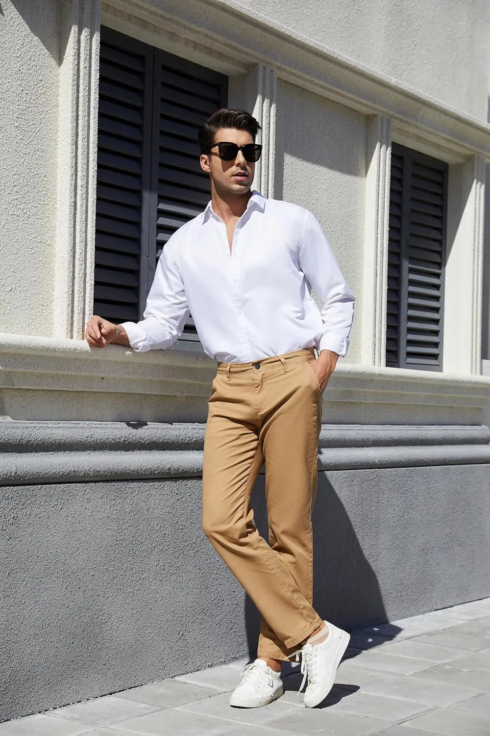 Men's Slim-Fit Stretch Cotton Khaki Fashion Casual Chino Pants