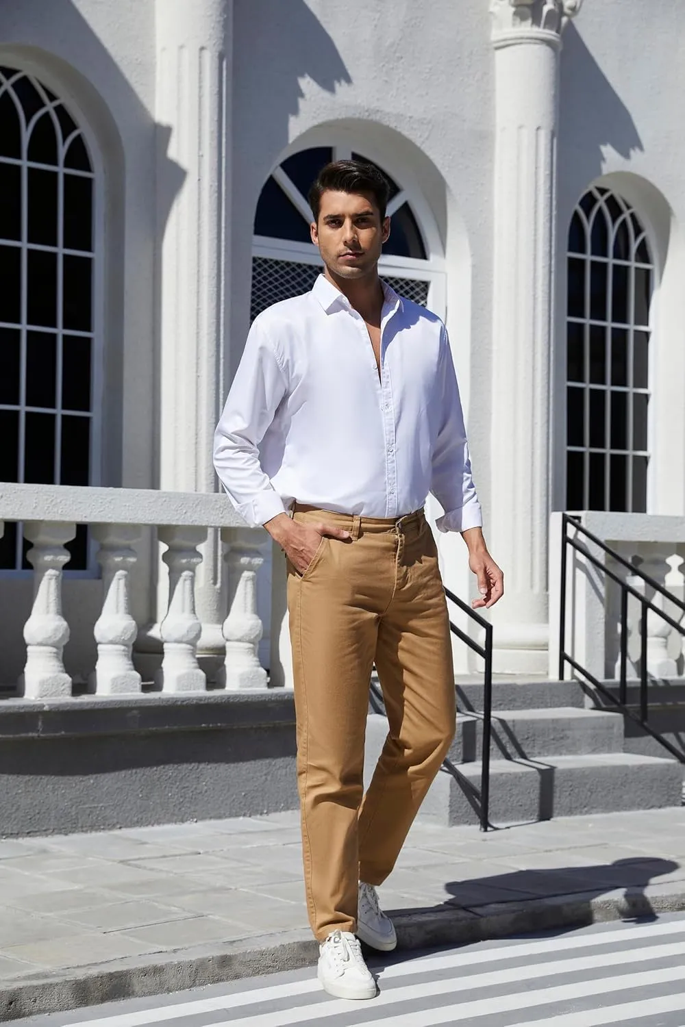 Men's Slim-Fit Stretch Cotton Khaki Fashion Casual Chino Pants
