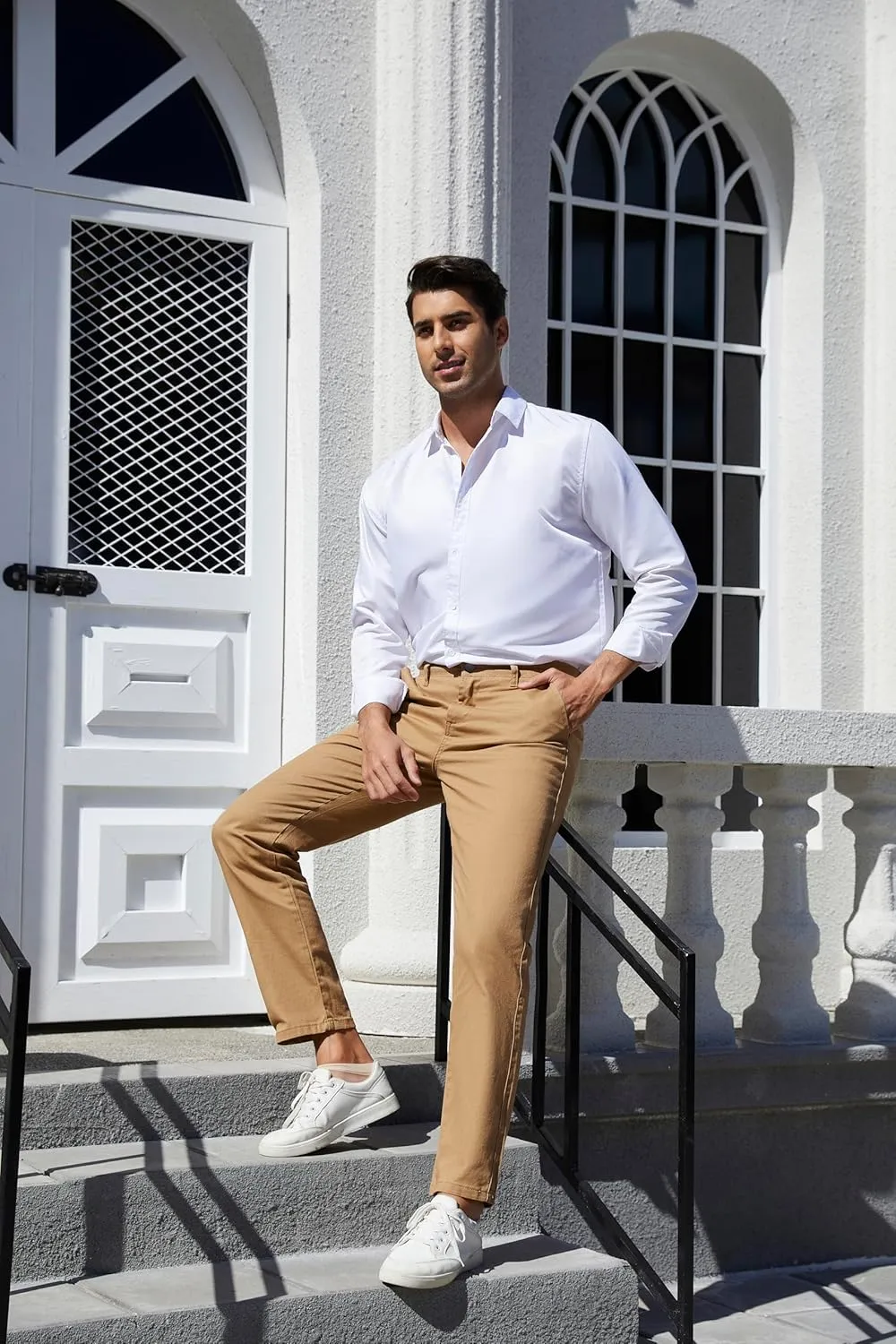 Men's Slim-Fit Stretch Cotton Khaki Fashion Casual Chino Pants