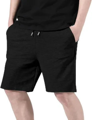 Mens Summer Shorts Drawstring Stretch Waist Chino Short Home Lounge Athletic Gym Lightweight Pants with Pockets