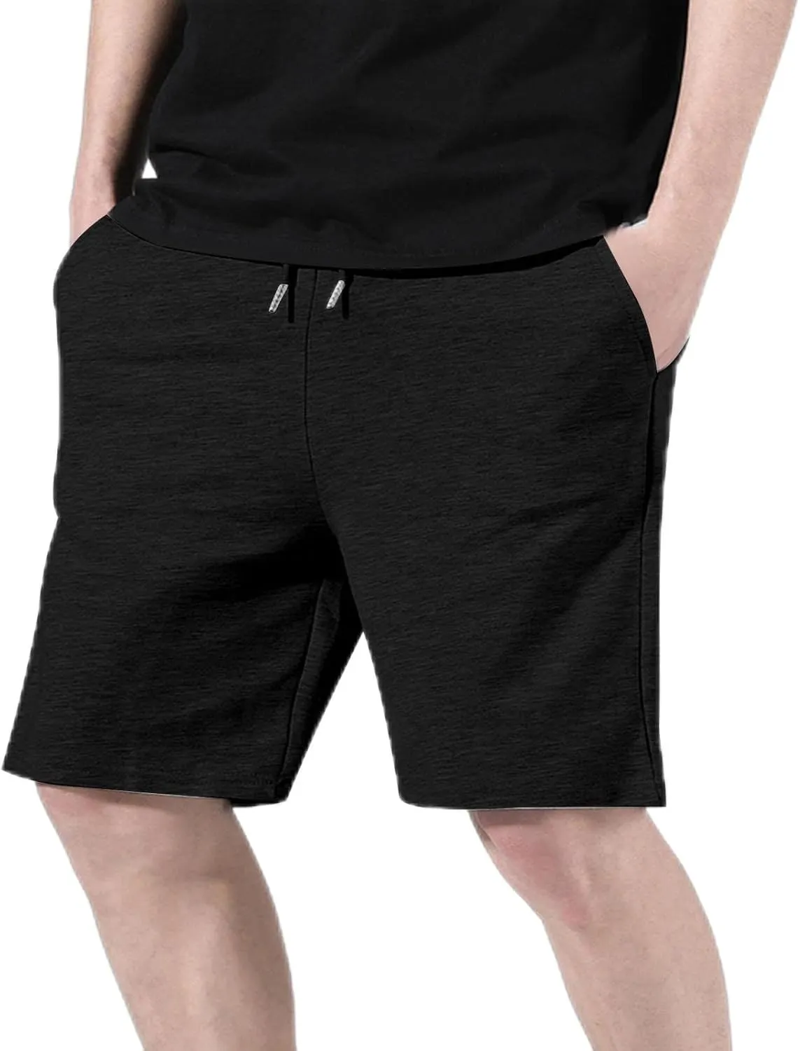 Mens Summer Shorts Drawstring Stretch Waist Chino Short Home Lounge Athletic Gym Lightweight Pants with Pockets