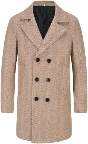 Men's Trench Coat Warm Winter Coat for Men Classic Pea Coat wih Pockets Casual Long Jacket Overcoat Walking Coat