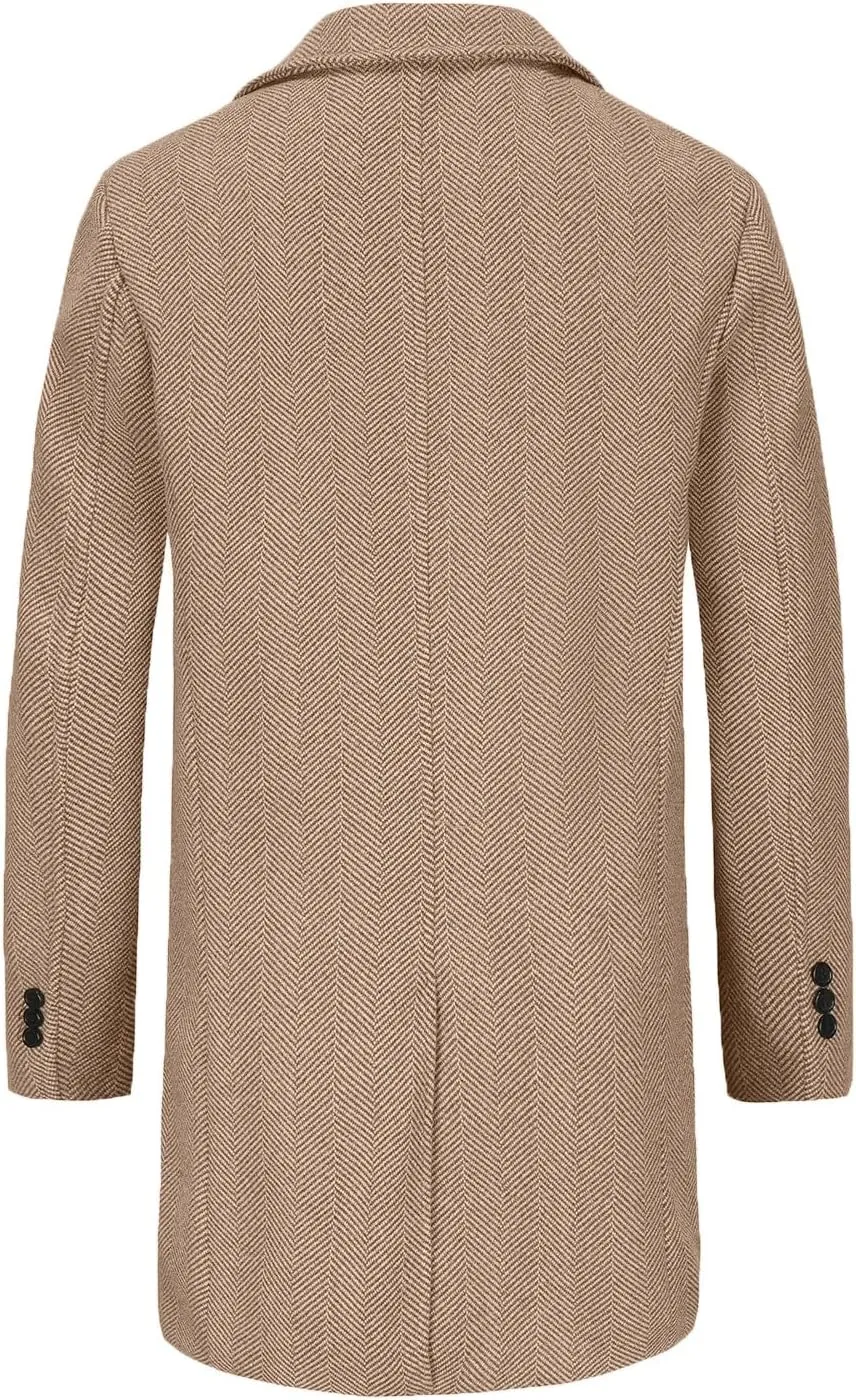 Men's Trench Coat Warm Winter Coat for Men Classic Pea Coat wih Pockets Casual Long Jacket Overcoat Walking Coat