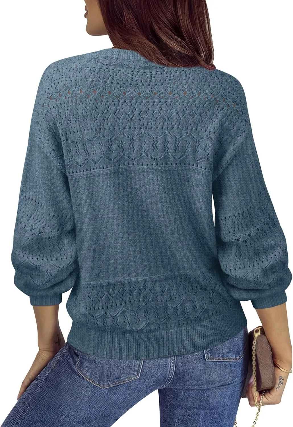 Messic Womens Pullover Sweaters 2024 Casual Long Sleeve V Neck Lightweight Loose Knit Tops