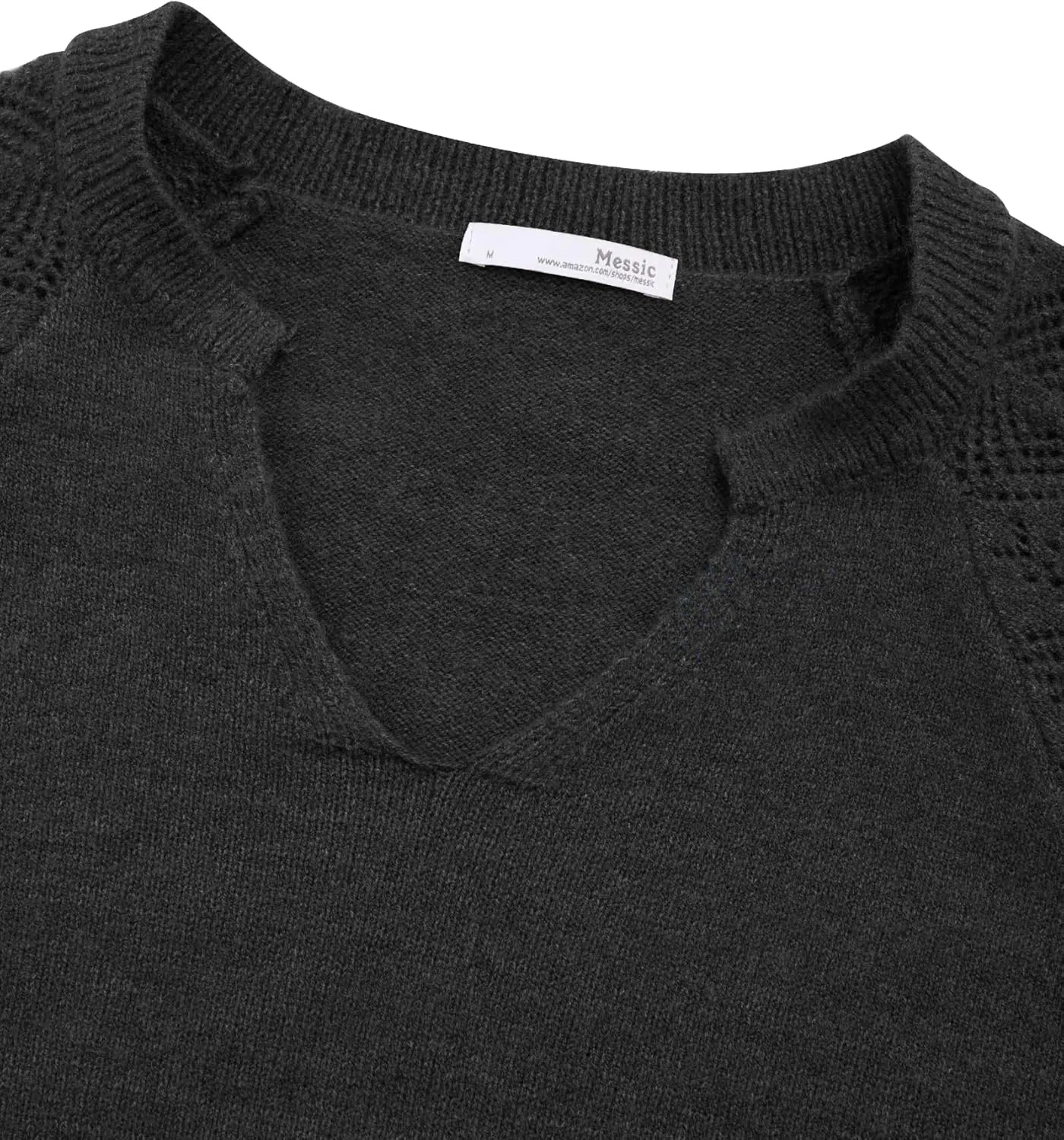 Messic Womens Pullover Sweaters 2024 Casual Long Sleeve V Neck Loose Knit Tops
