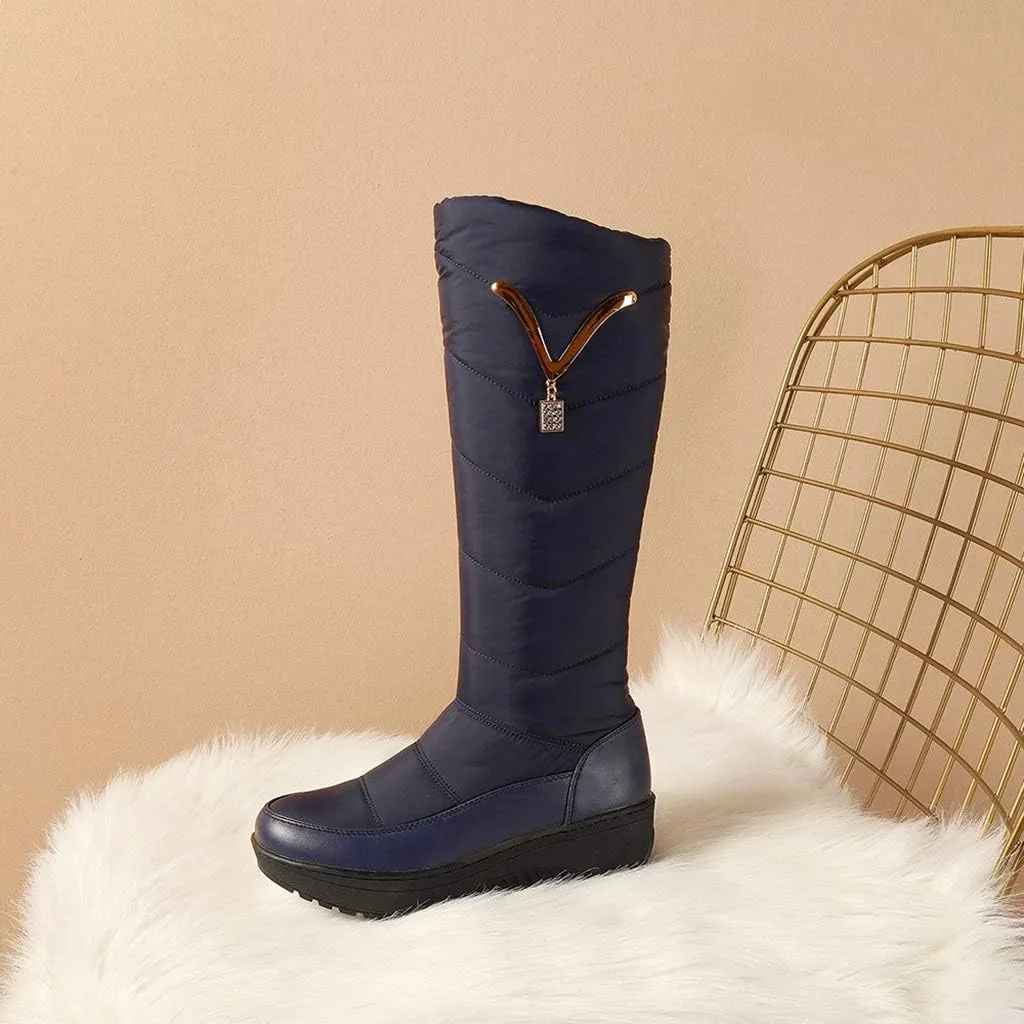 MIOKE Women's Fashion Snow Boots Waterproof Rain Mid Wide Calf Fur Lined Platform Winter Warm Snow Boot