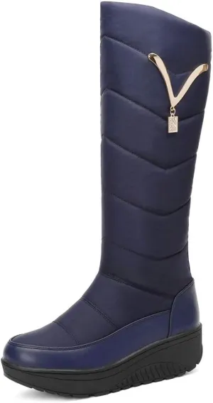 MIOKE Women's Fashion Snow Boots Waterproof Rain Mid Wide Calf Fur Lined Platform Winter Warm Snow Boot