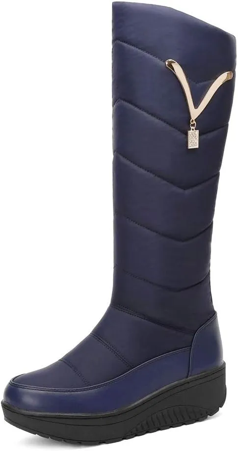 MIOKE Women's Fashion Snow Boots Waterproof Rain Mid Wide Calf Fur Lined Platform Winter Warm Snow Boot