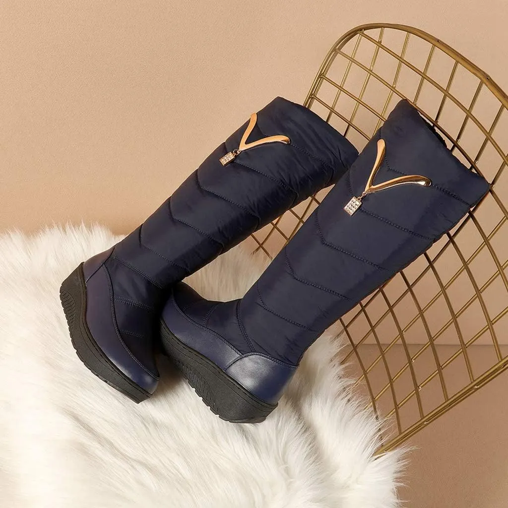 MIOKE Women's Fashion Snow Boots Waterproof Rain Mid Wide Calf Fur Lined Platform Winter Warm Snow Boot