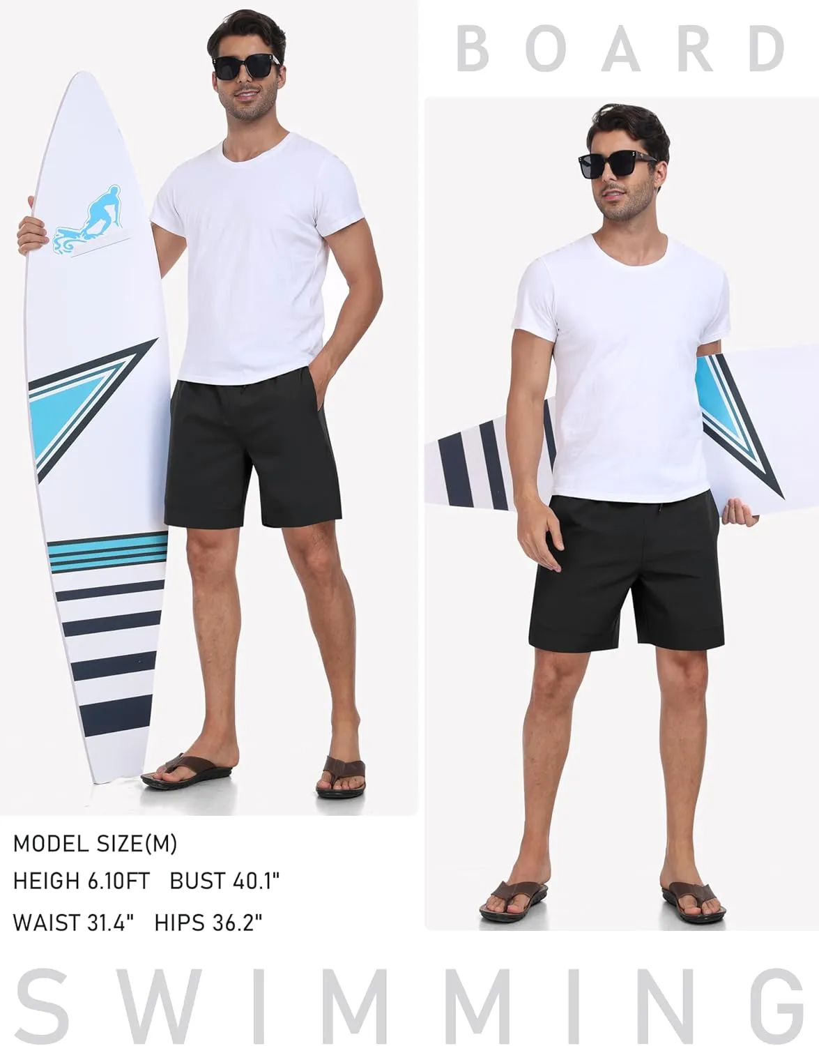 MoFiz Mens Swim Trunks 7inch Swim Shorts with Compression Liner Swimming Suits Board Shorts Surf Short Bathing Suit