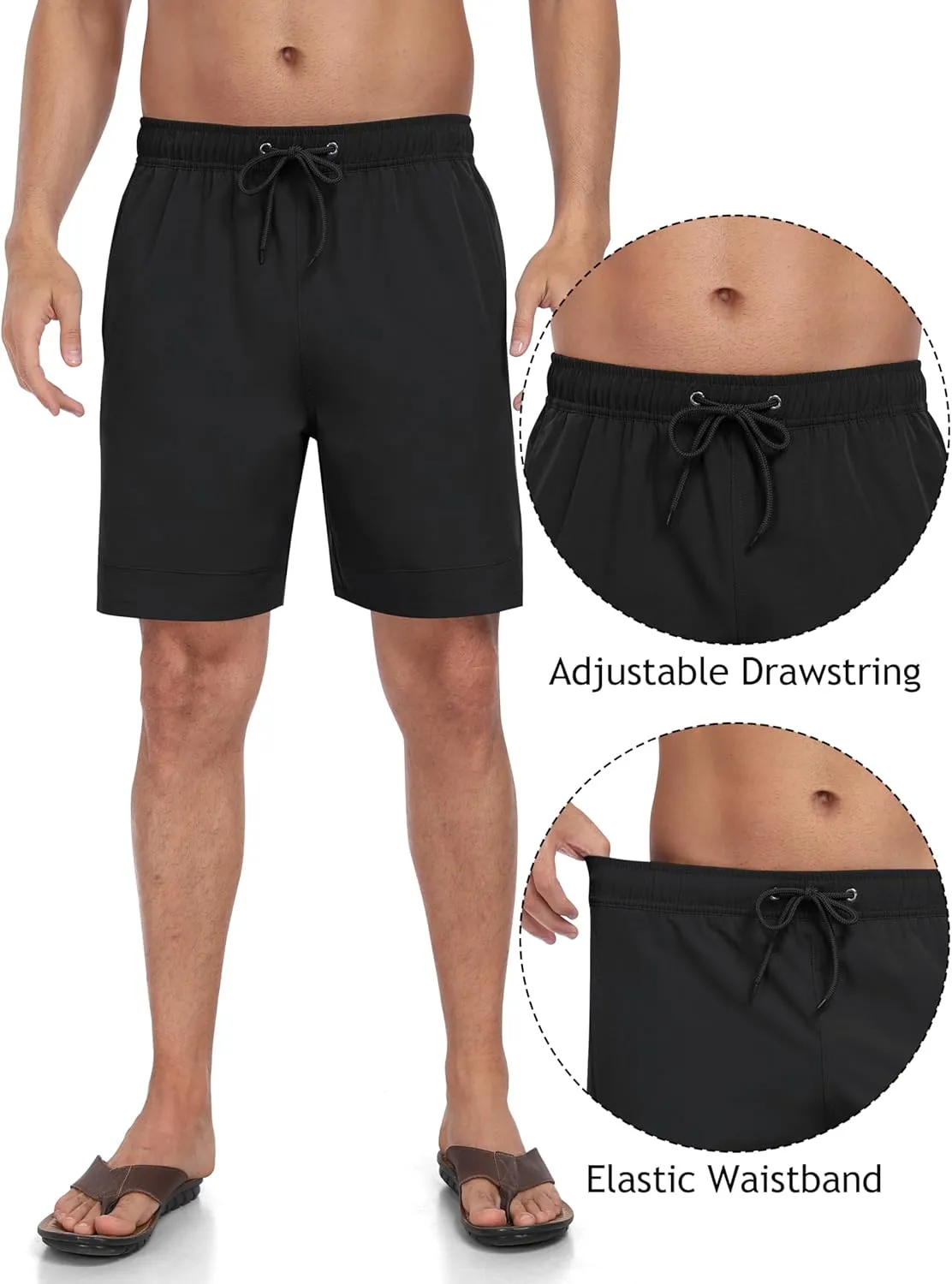 MoFiz Mens Swim Trunks 7inch Swim Shorts with Compression Liner Swimming Suits Board Shorts Surf Short Bathing Suit