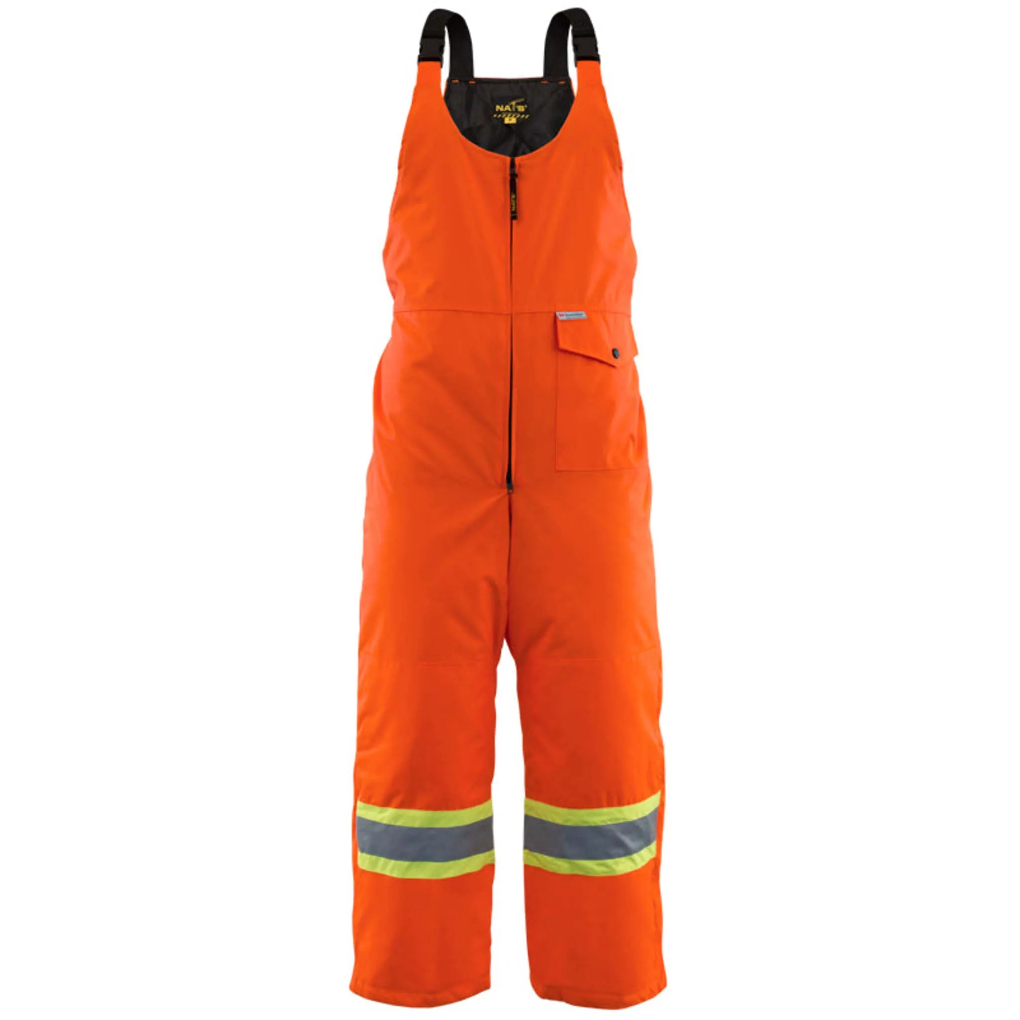 Nats Men's Hi-Vis Bib Work Overalls 600D CSA Poly Insulated Waterproof Reflective, Durable, Comfortable, Taped Seams, Fleece Inserts | Sizes XS-5XL