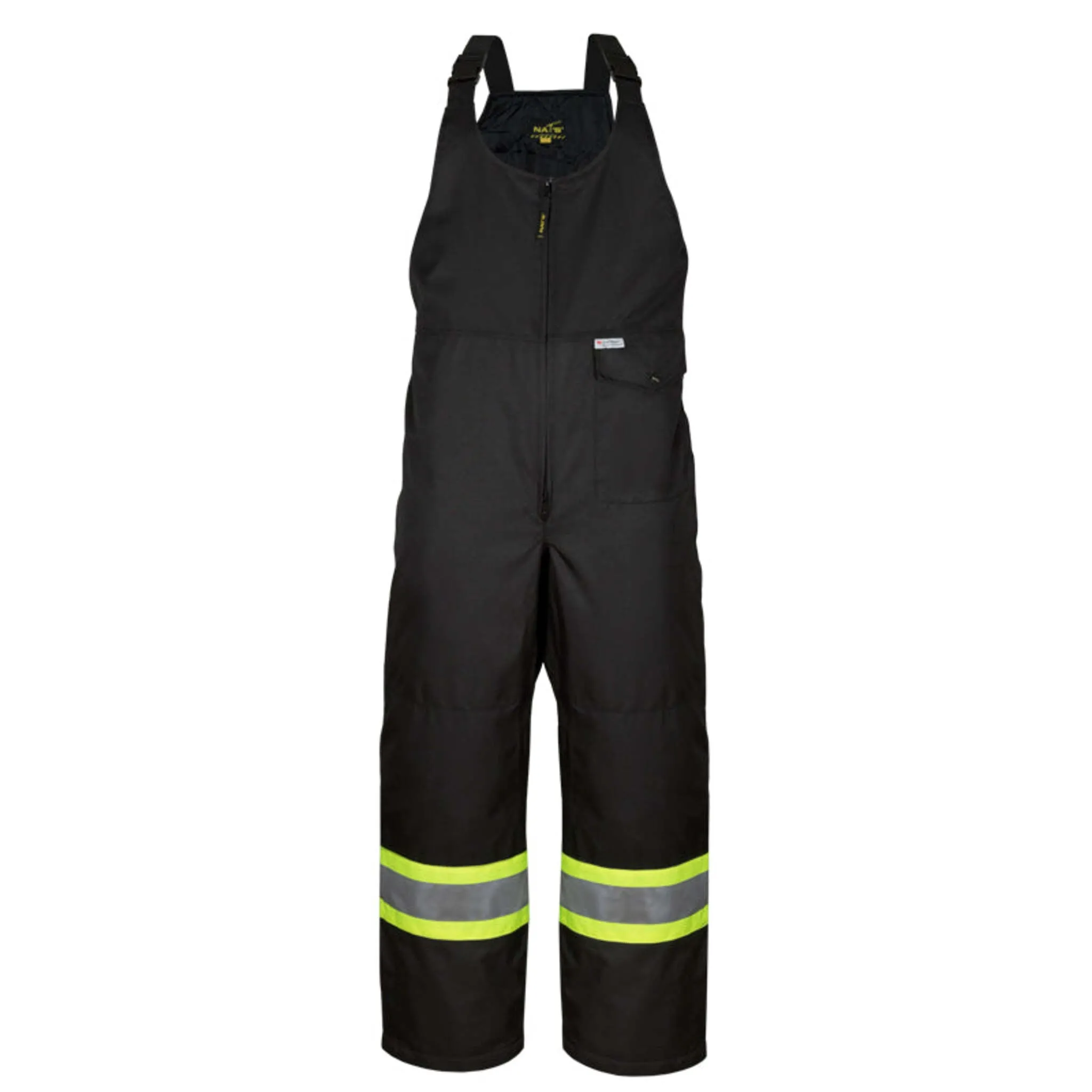Nats Men's Hi-Vis Bib Work Overalls 600D CSA Poly Insulated Waterproof Reflective, Durable, Comfortable, Taped Seams, Fleece Inserts | Sizes XS-5XL
