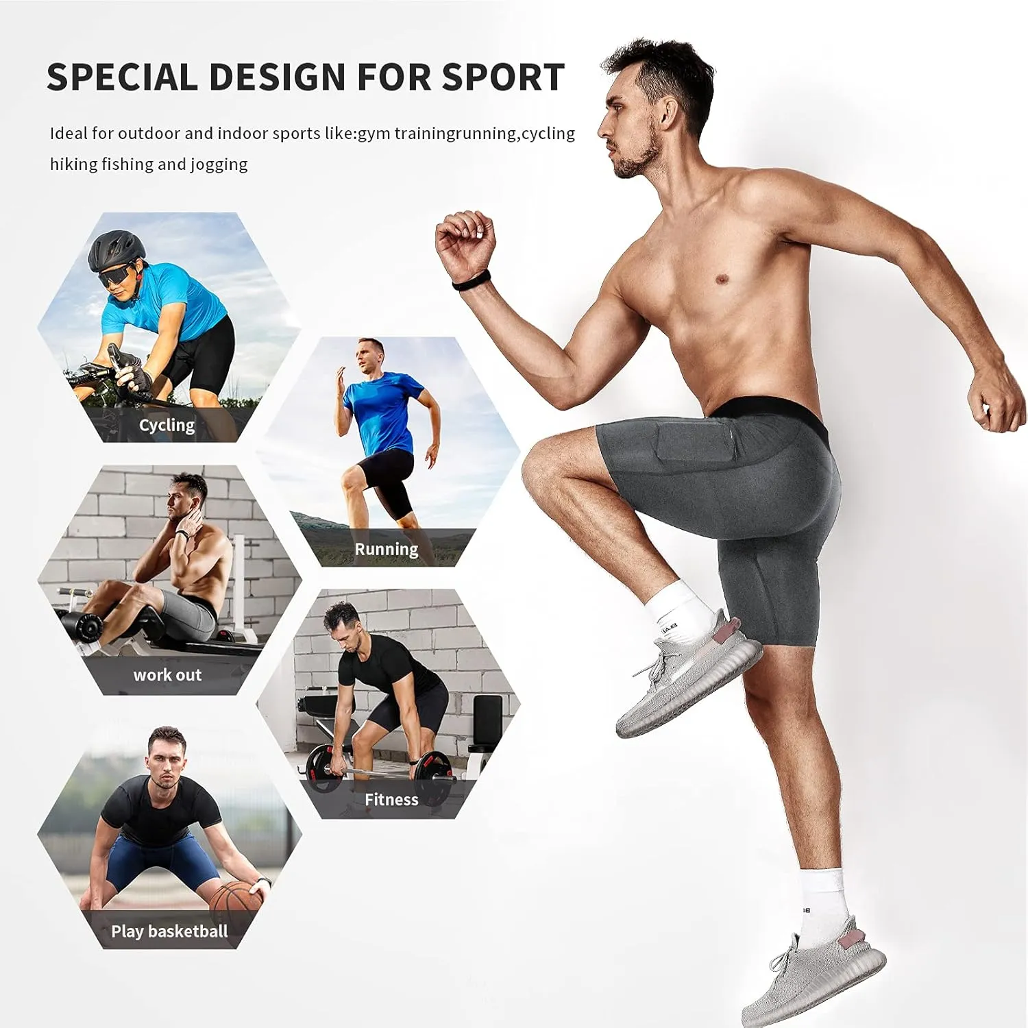 Niksa 1/2/4/5 Pack Compression Shorts Men, Spandex Running Shorts Athletic Workout Sport Performance Baselayer Underwear