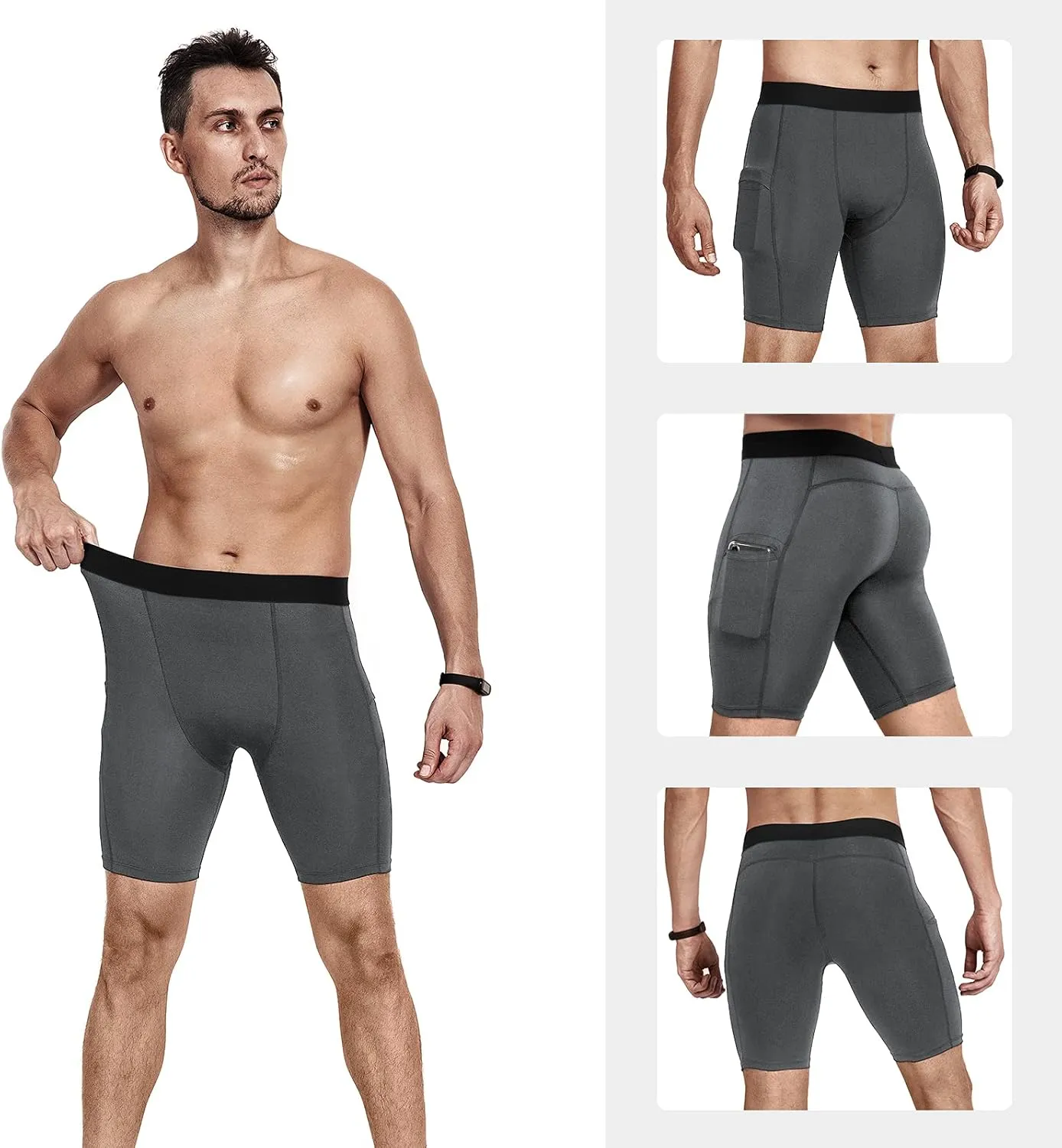 Niksa 1/2/4/5 Pack Compression Shorts Men, Spandex Running Shorts Athletic Workout Sport Performance Baselayer Underwear