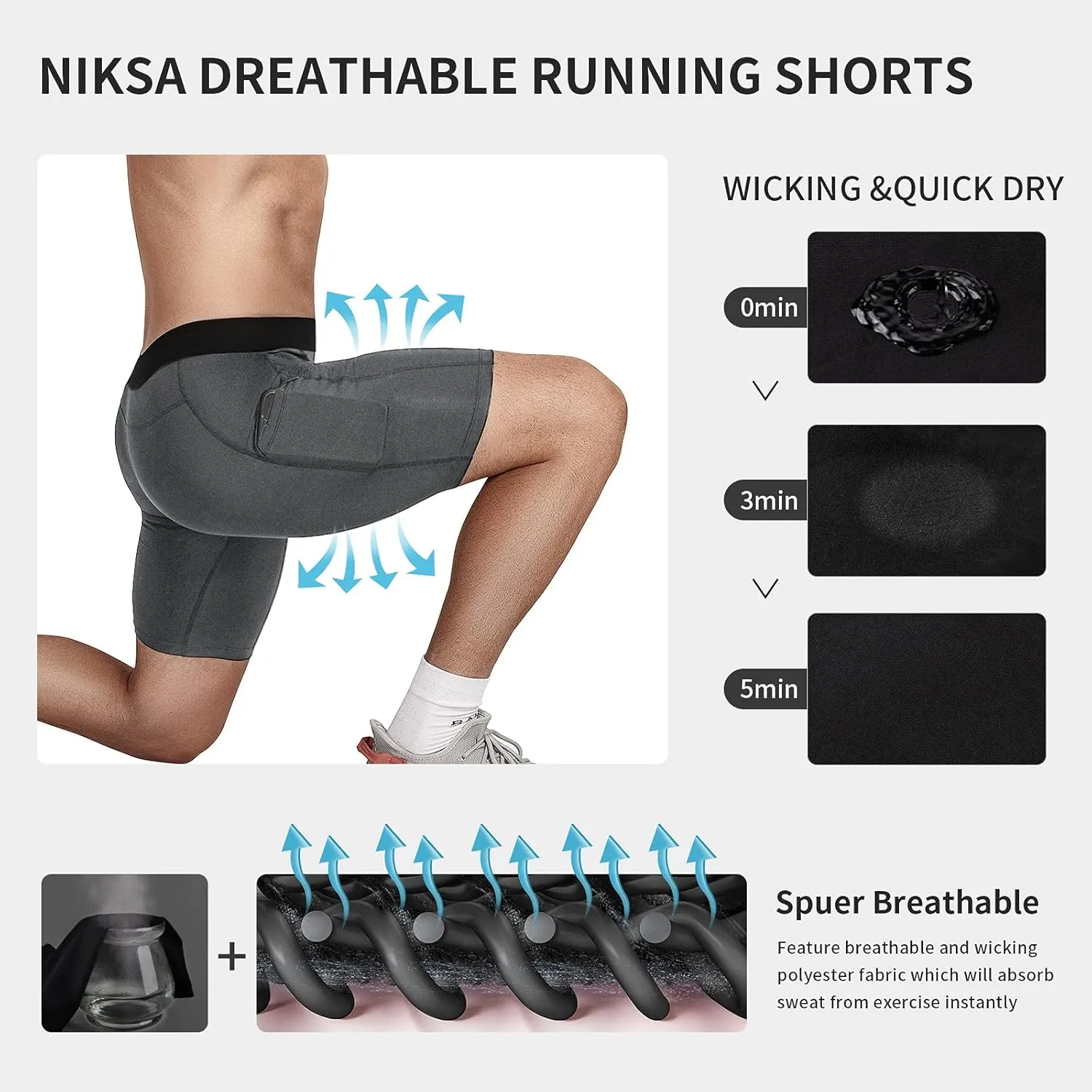 Niksa 1/2/4/5 Pack Compression Shorts Men, Spandex Running Shorts Athletic Workout Sport Performance Baselayer Underwear