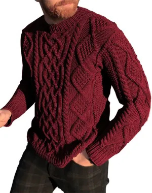 NIUBIA Men's Slim Fit Crewneck Pullover Sweater Winter Casual Chunky Cable Knit Comfort Heavy Long Sleeve Sweaters