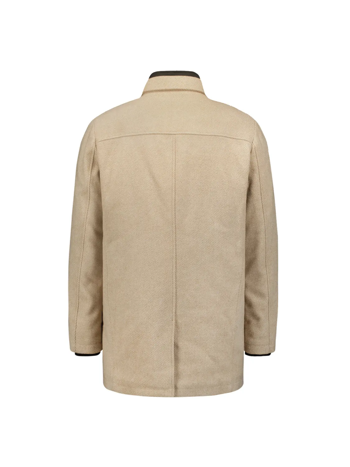 No Excess Mid Length Wool Coat with Removable Lining - Cement