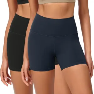ODODOS 2-Pack Lounge Yoga Shorts for Women- 4" / 6" / 8" /10" High Waist Buttery Soft Biker Shorts