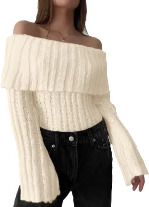 Off The Shoulder Tops for Womens Sexy Long Sleeve Tops