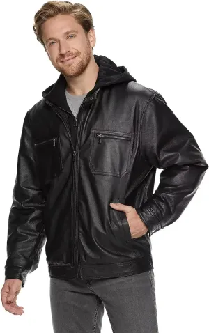 Outfitters Men's Genuine Leather Jacket Multi Pocket Racing Jacket Motorcycle Jacket