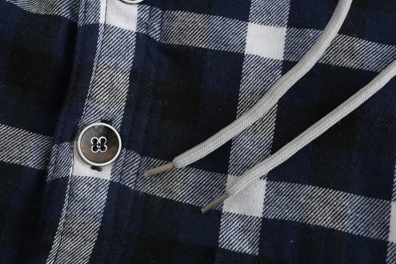 PEGENO Men's Long Sleeve Plaid Button Quilted Lined Flannel Shirt Jacket with Hood
