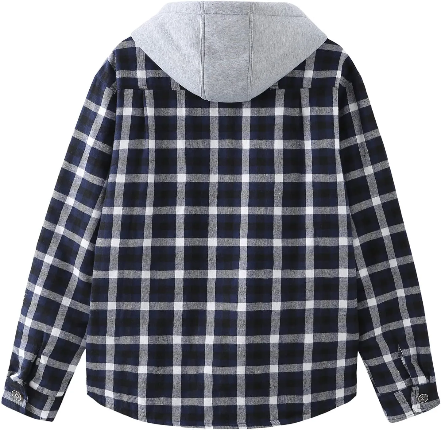 PEGENO Men's Long Sleeve Plaid Button Quilted Lined Flannel Shirt Jacket with Hood