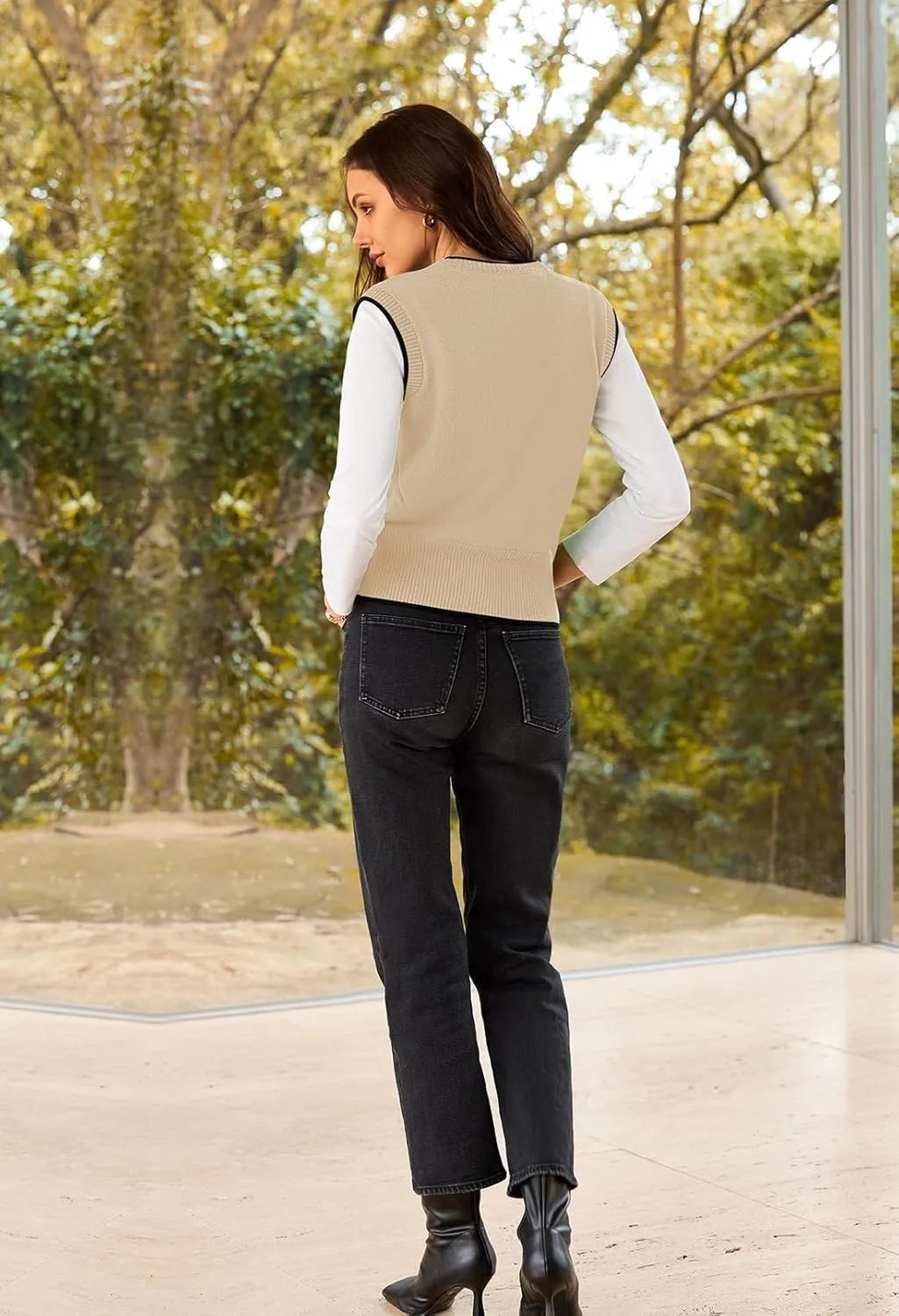 Pink Queen Women's Sweater Vest 2025 Sleeveless Tank Tops Casual Crewneck Button Down Fashion Knitted Vest Cardigans