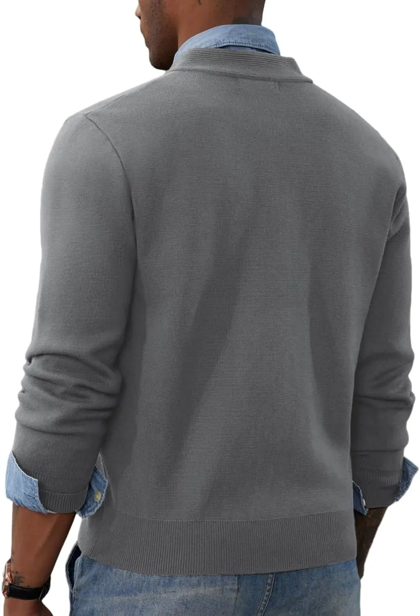 PJ PAUL JONES Mens Full Zip Cardigan Sweater Stand Collar Regular Fit Knit Sweaters