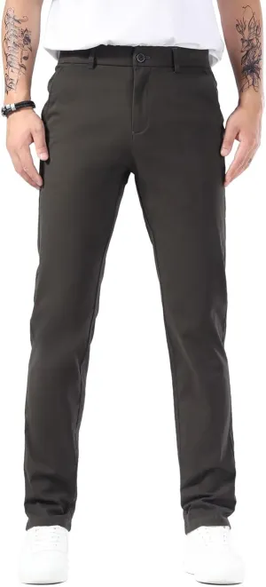 Plaid&Plain Mens Slim Fit Khaki Pants Mens Tapered Chino Pants