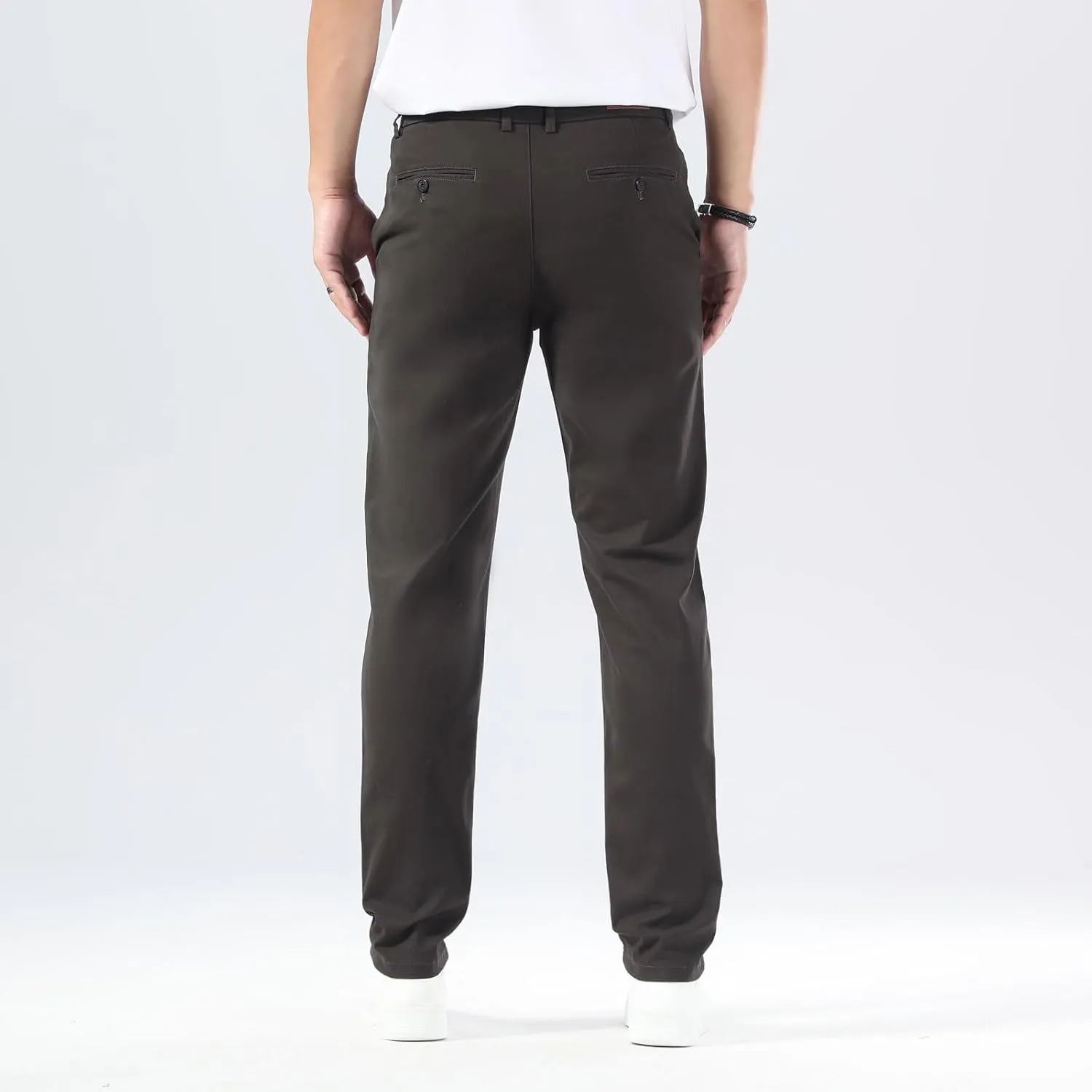 Plaid&Plain Mens Slim Fit Khaki Pants Mens Tapered Chino Pants