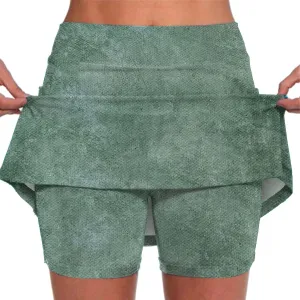 Plus Size Tennis Skirts for Women Camouflage Printed Mid Skirts with Pockets Quick Dry High Waisted Golf Skirts
