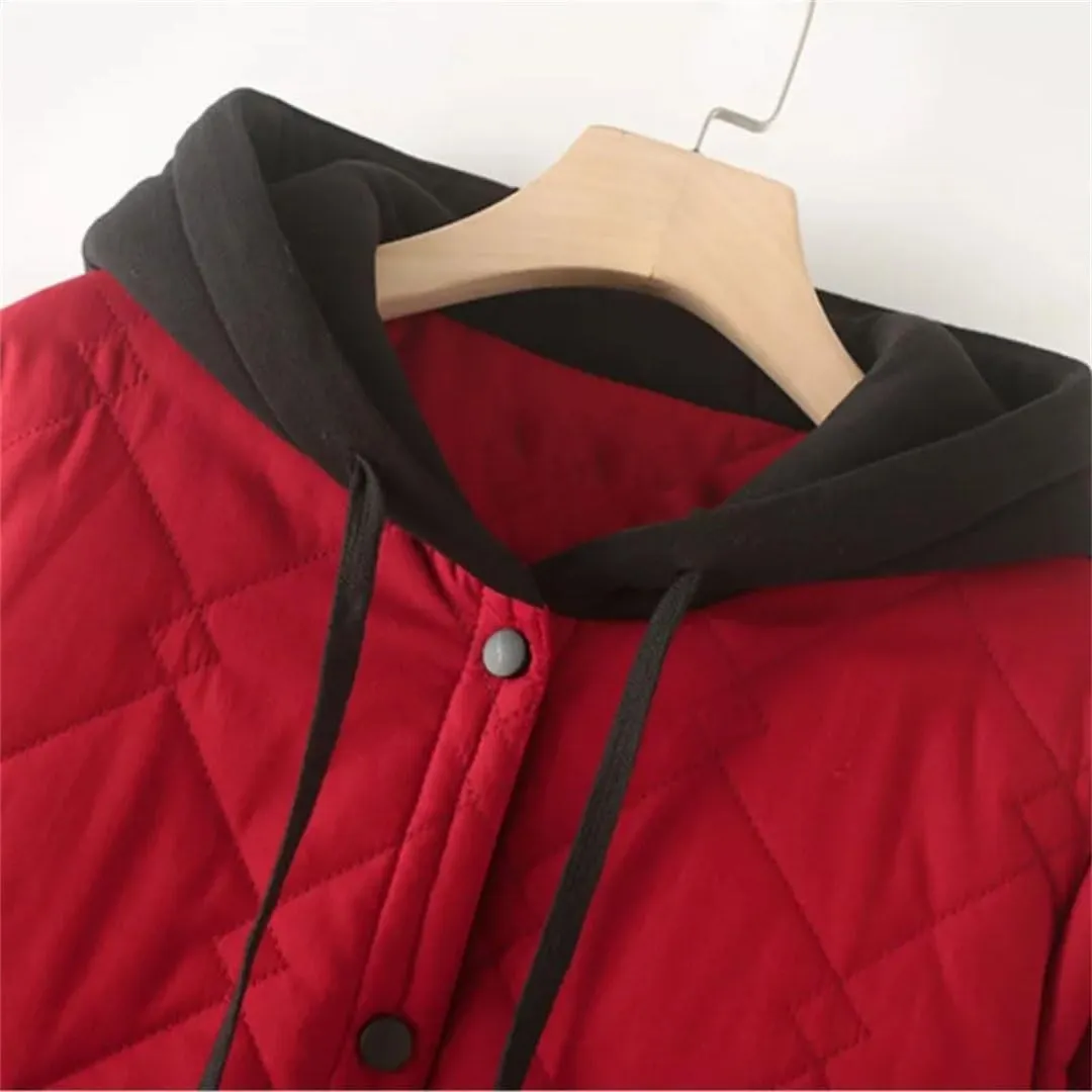 Plus Size Women Parka Autumn/Winter Fashion Loose Hooded Thick Cotton-Padded Casual Coat