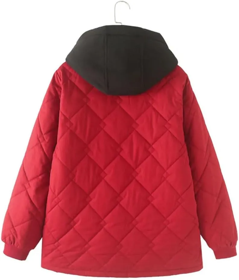 Plus Size Women Parka Autumn/Winter Fashion Loose Hooded Thick Cotton-Padded Casual Coat