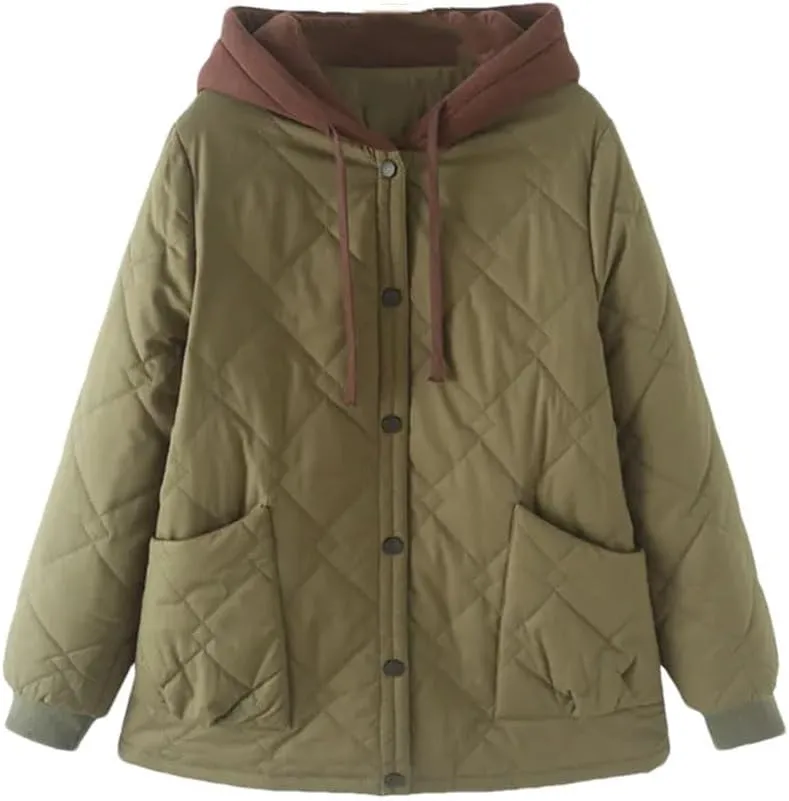 Plus Size Women Parka Autumn/Winter Fashion Loose Hooded Thick Cotton-Padded Casual Coat