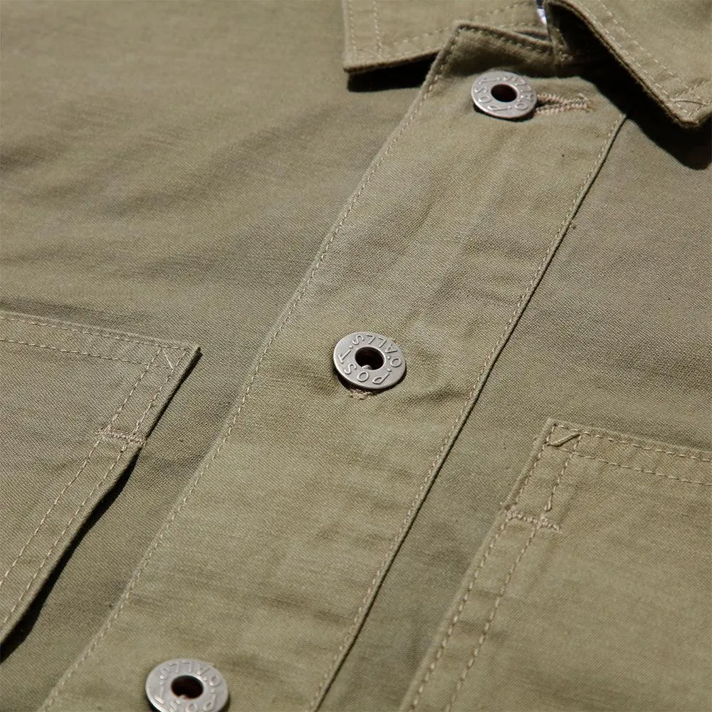 Post Overalls Army Shirt Vintage Sateen Olive