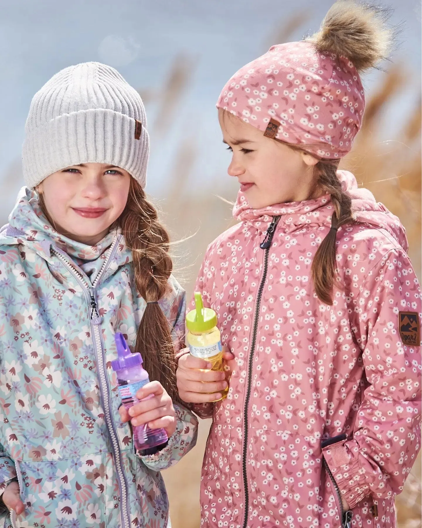 Printed Jacket Two-Piece Mid-Season Outerwear Set Small White Flowers On Turquoise And Lilac