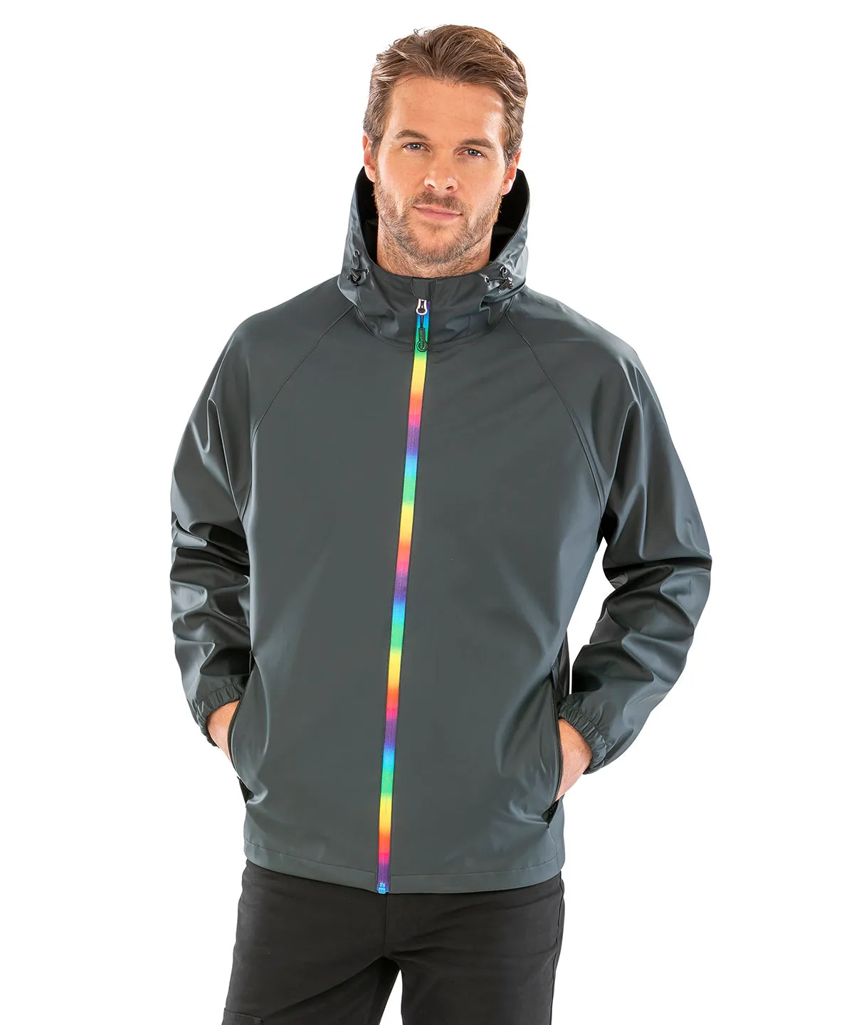 Prism PU waterproof jacket with recycled backing | Black Olive