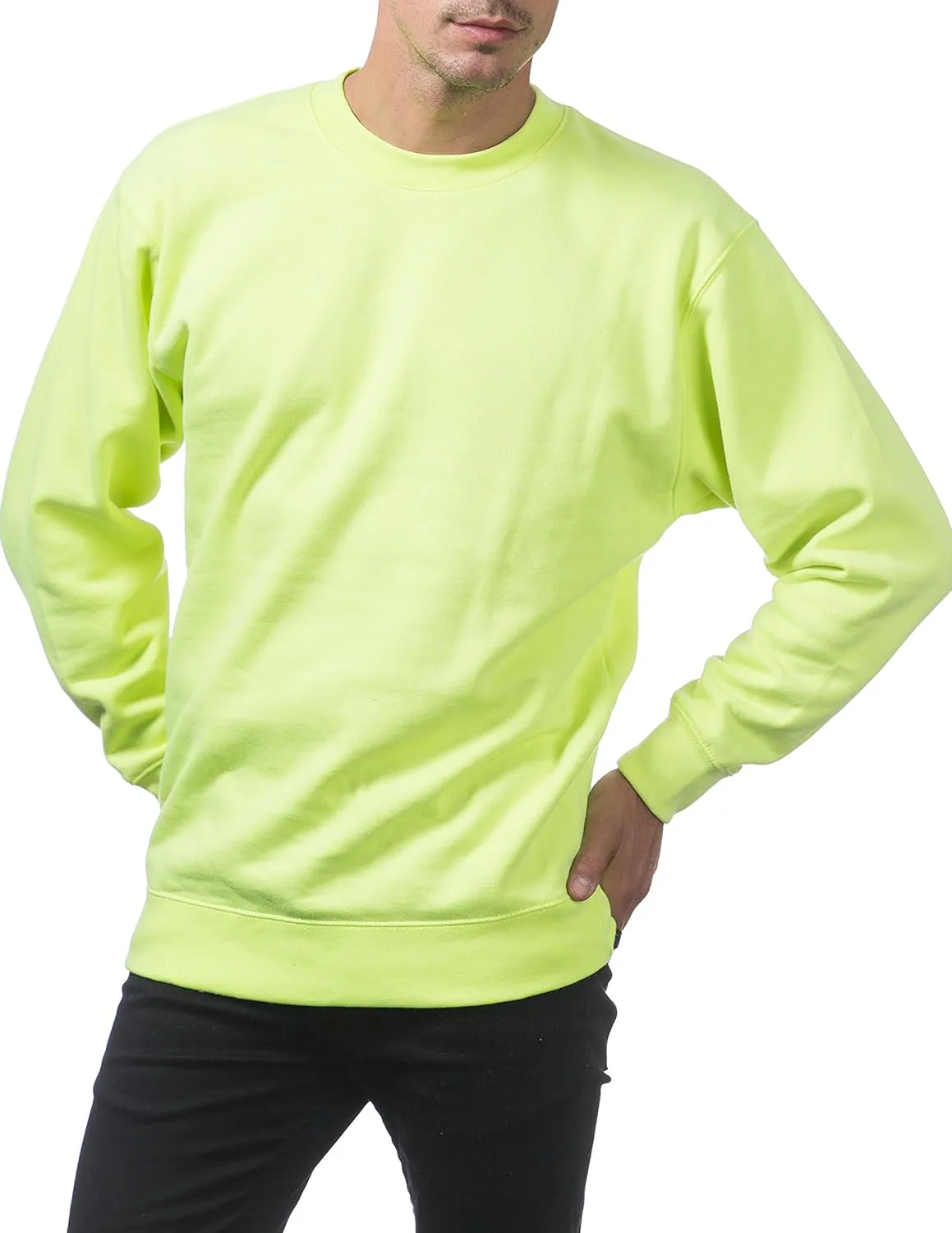 Pro Club Men's Plain Blank Crew Neck Fleece Pullover Sweater (9oz)