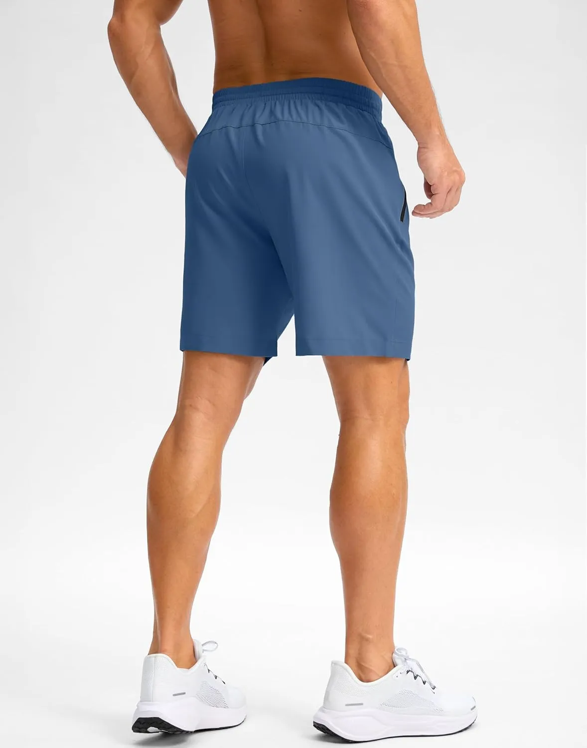 Pudolla Men's Running Gym Shorts with Zipper Pockets 7" Lightweight Quick Dry Running Workout Athletic Shorts for Men
