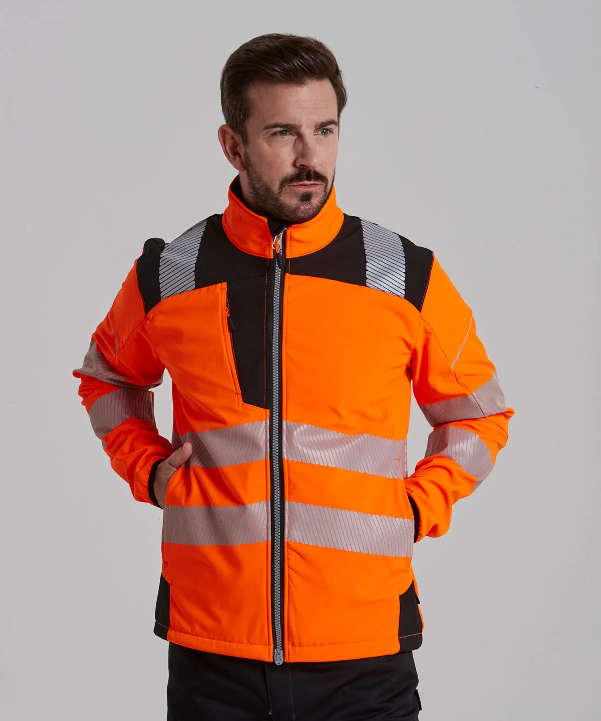 PW3 Hi-vis softshell jacket (T402) | Orange/Black