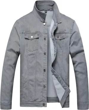 QIMYUM Jean Jacket For Men, Distressed Slim Denim Jacket