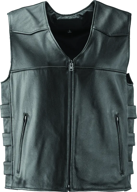 River Road Plains Leather Vest Black - Large