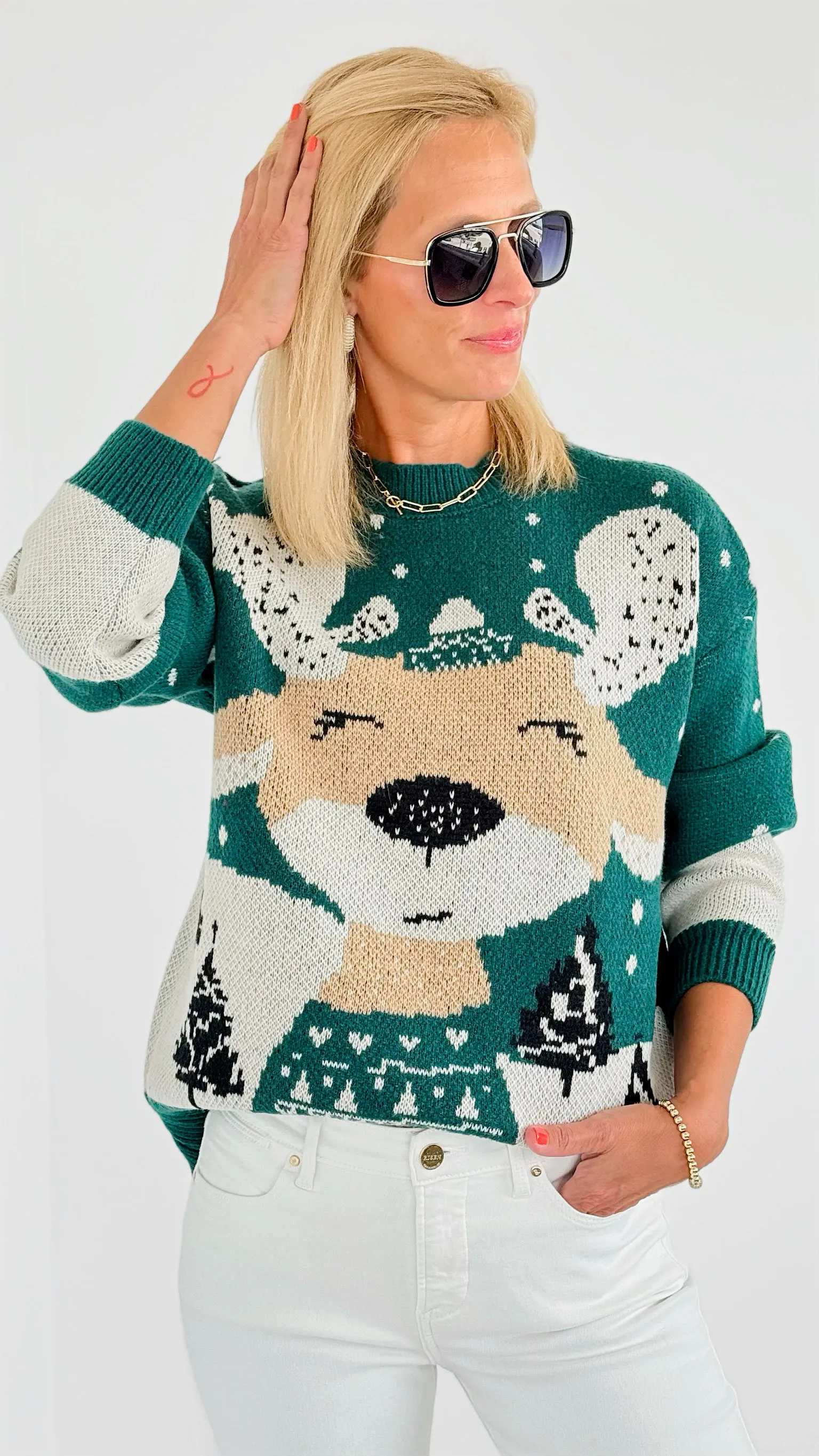 Rudolph Printed Sweater - Green