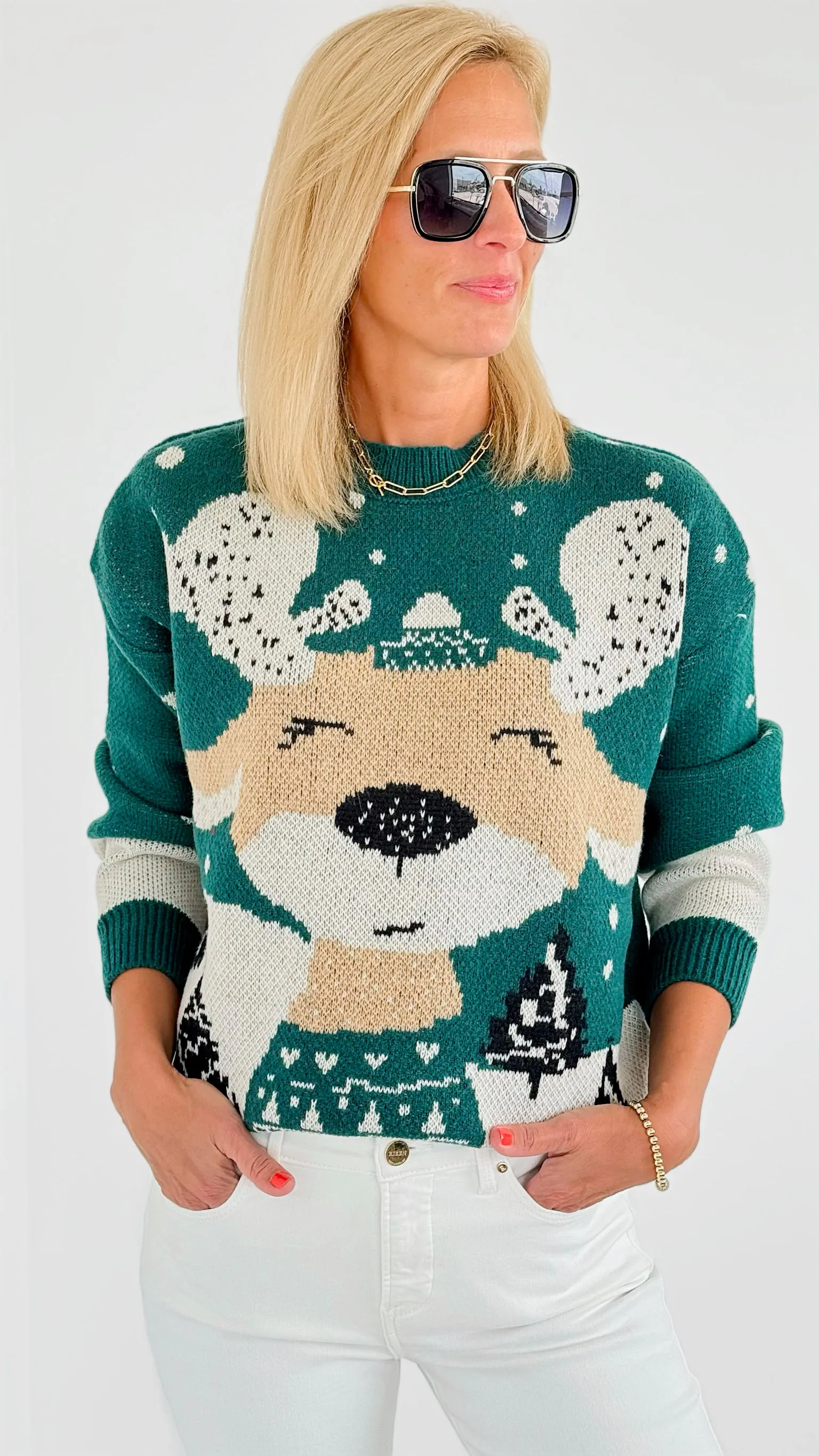 Rudolph Printed Sweater - Green