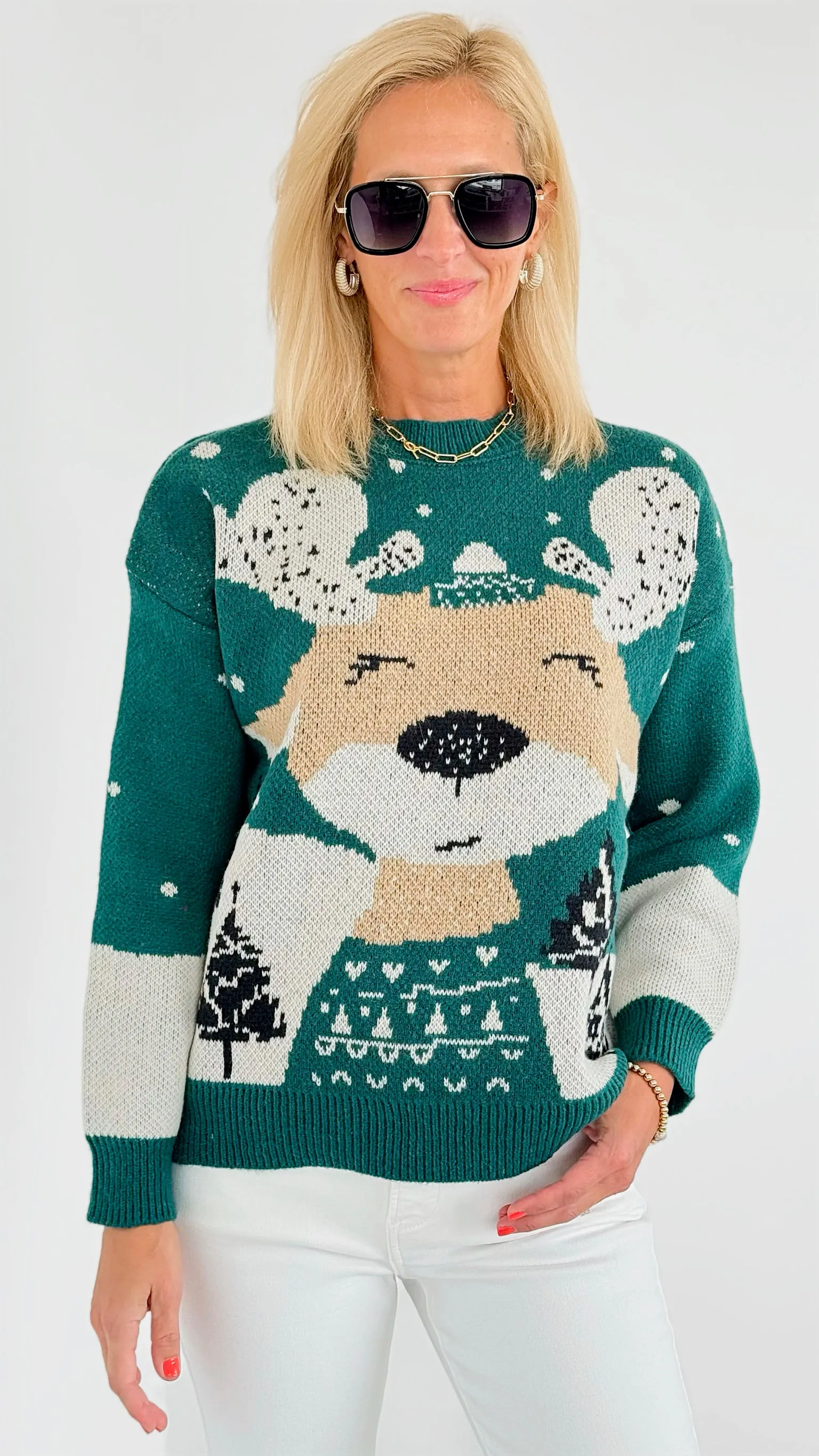 Rudolph Printed Sweater - Green