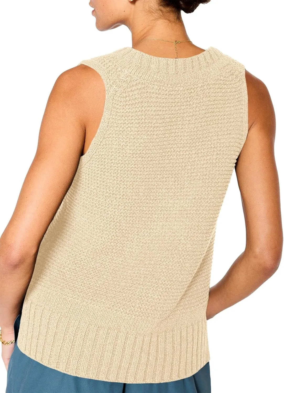 Saodimallsu Womens Sleeveless Sweater Vest Lightweight V Neck Spring Sweater Tank Tops Casual Knit Tunic Cami Shirts