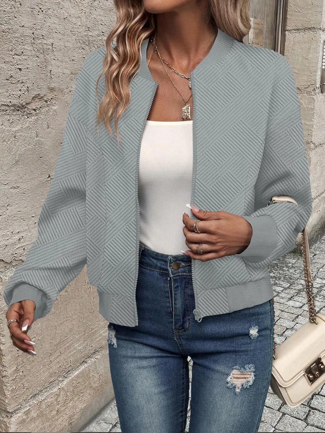 SAUKOLE Womens Full Zipper Sweatshirt Jackets 2024 Fashion Lightweight Casual Long Sleeve Shirt Jacket Coats